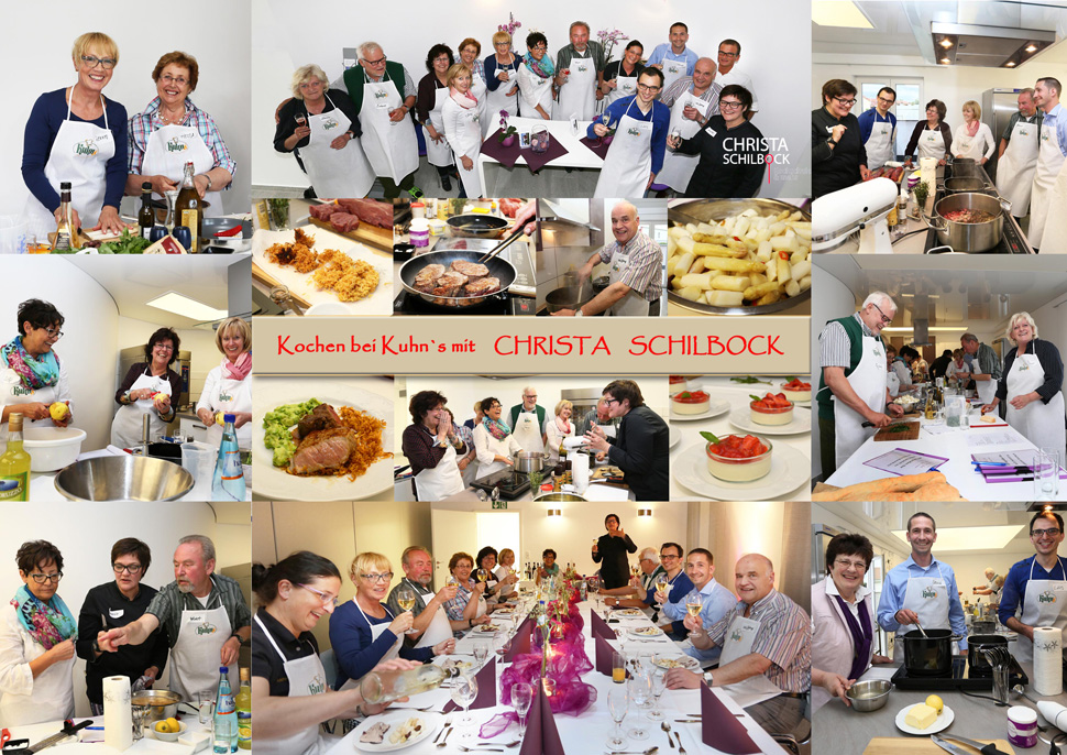 Collage vom Kochkurs mit Christa Schilbock
